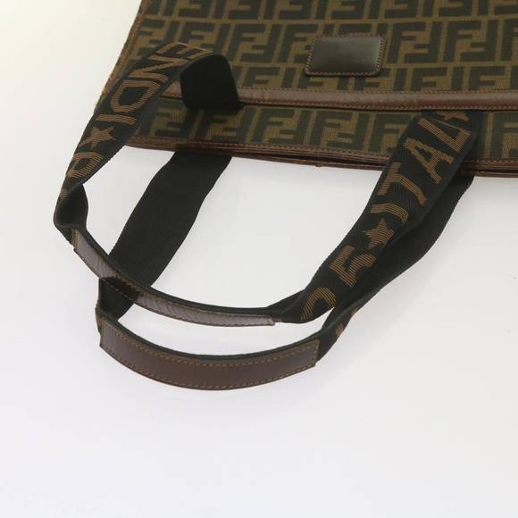 FENDI Zucca Canvas Tote Bag Black Brown Auth yk11261 - Picture 8 of 16